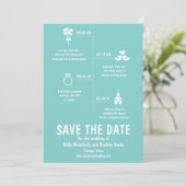 Tijdlijn Trouwdatum Opslaan Teal Save The Date (Staand voorkant)