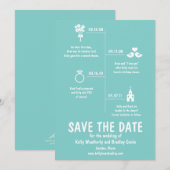 Tijdlijn Trouwdatum Opslaan Teal Save The Date (Voorkant / Achterkant)