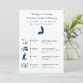 Tijdlijn trouwweekendprogramma Newport RI Kaart (Staand voorkant)