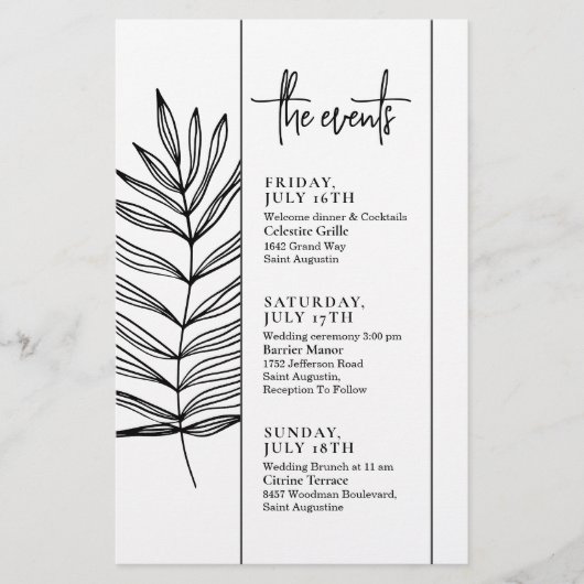Tijdlijn van Basic Text Wedding Events (Voorkant)