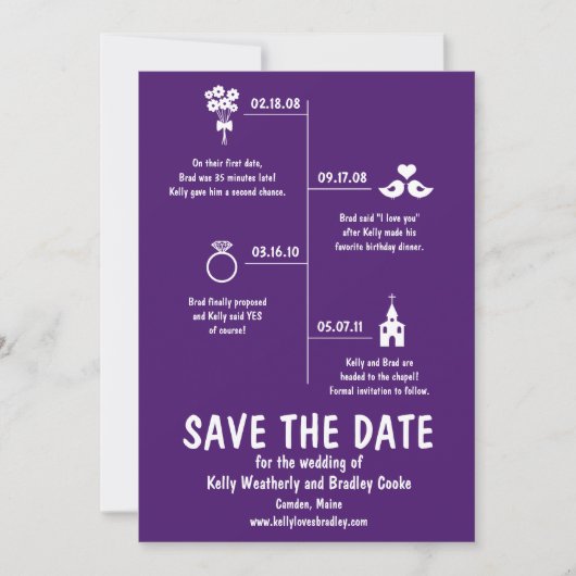 Tijdlijn van de relatie Sla de datum op Save The Date (Voorkant)
