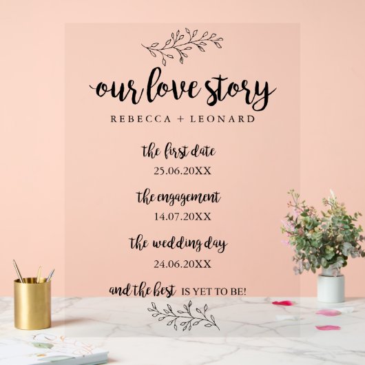 Tijdlijn van het liefdesverhaal Bruiloft Acryl Bord (Huwelijk)