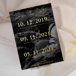 Tijdlijn van onze liefdesgeschiedenis Foto Save-th Folie Uitnodiging