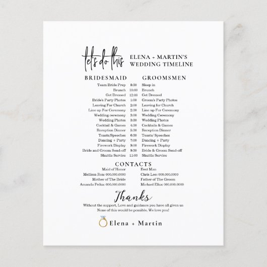 Tijdlijn voor minimale bruiloft (Voorkant)