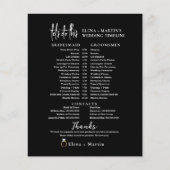 Tijdlijn voor minimale bruiloft in zwart script (Voorkant)