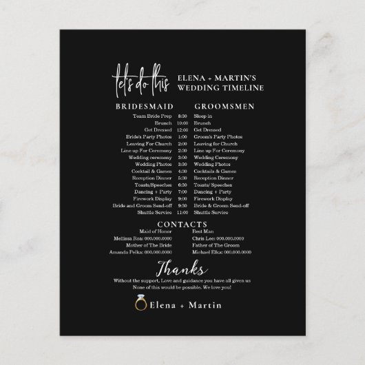 Tijdlijn voor minimale witte bruiloft voor Script  (Voorkant)