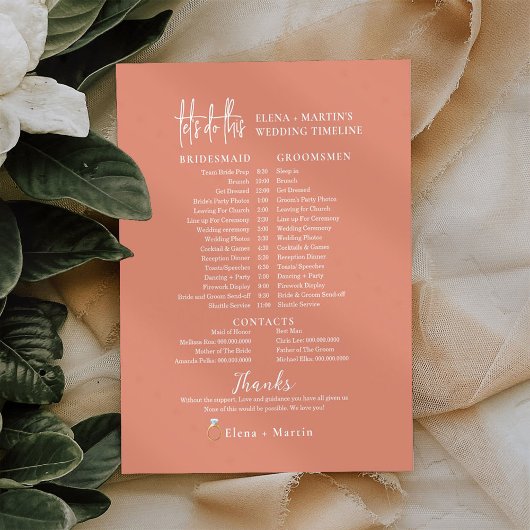 Tijdlijn voor ononderbroken minimale bruiloft