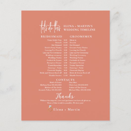 Tijdlijn voor ononderbroken minimale bruiloft (Achterkant)