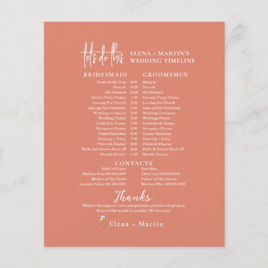 Tijdlijn voor ononderbroken minimale bruiloft (Voorkant)