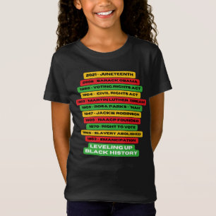 Tijdlijn voor zwarte geschiedenis egaliseren t-shirt