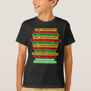 Tijdlijn voor zwarte geschiedenis egaliseren t-shirt