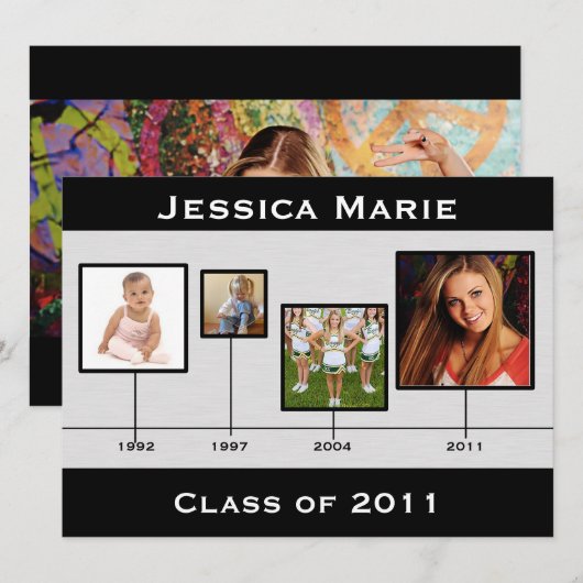 Tijdlijn zwarte en grijze Afstuderen Aankondiging (Voorkant / Achterkant)