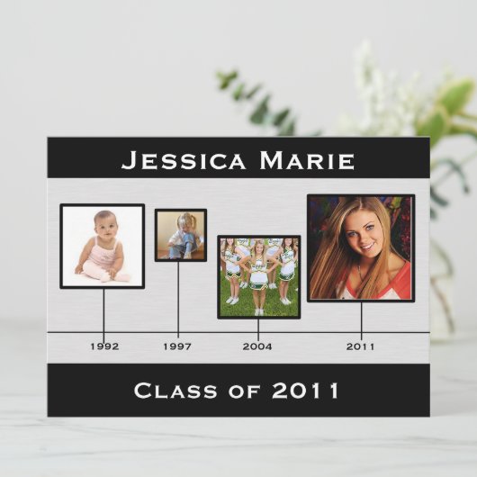 Tijdlijn zwarte en grijze Afstuderen Aankondiging (Staand voorkant)