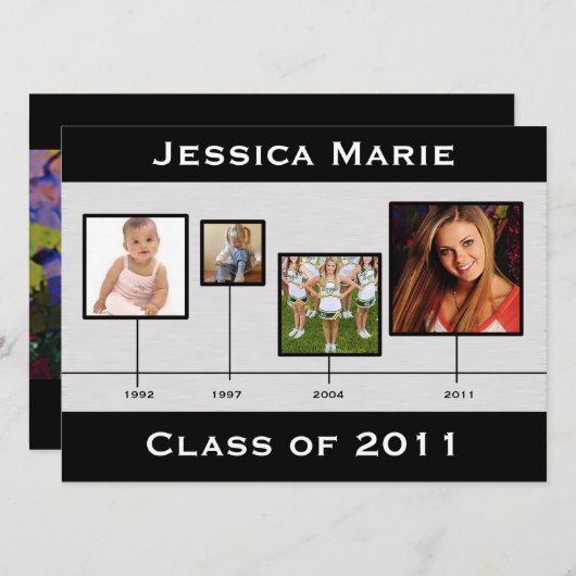 Tijdlijn zwarte en grijze Afstuderen Aankondiging (Voorkant / Achterkant)