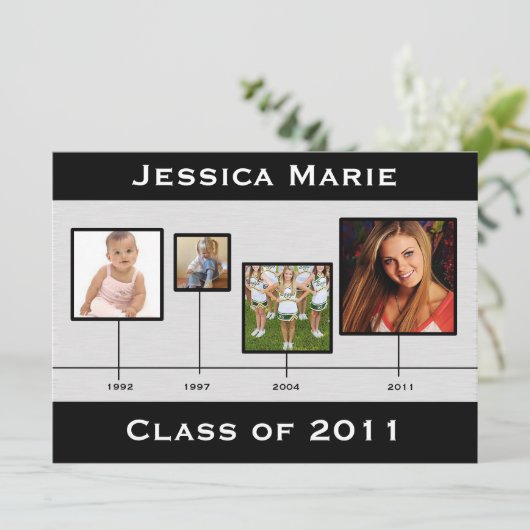 Tijdlijn zwarte en grijze Afstuderen Aankondiging (Staand voorkant)