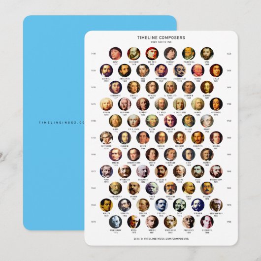Tijdlijnkaart voor componisten feestdagenkaart (Voorkant / Achterkant)