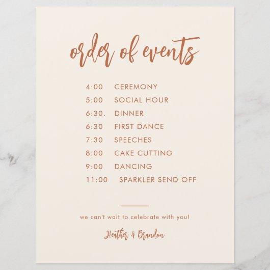 Tijdlijnkaart voor woestijnbruiloft volgorde van g (Voorkant)