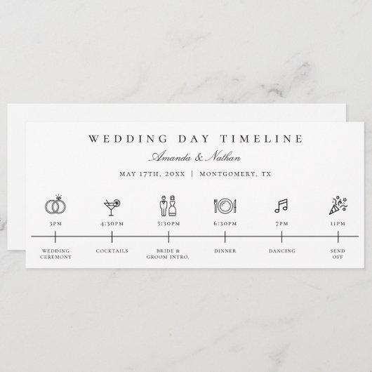 Tijdlijnpictogram Moderne bruiloft Programmakaart (Voorkant / Achterkant)