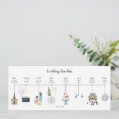 Tijdlijnprogramma trouwdag evenementen kaart (Staand voorkant)