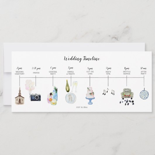 Tijdlijnprogramma trouwdag evenementen kaart (Voorkant)