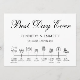 Tijdlijnprogramma voor bergbruiloftdag programmakaart