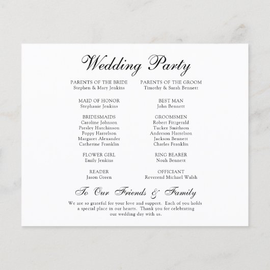 Tijdlijnprogramma voor de legante bruiloft (Achterkant)