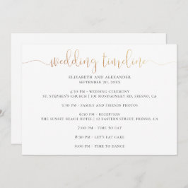 Tijdlijnscript voor het huwelijksfeest. Eenvoudige Kaart