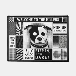 Tijdloos aanpasbaar bento grid pop art design bw deurmat