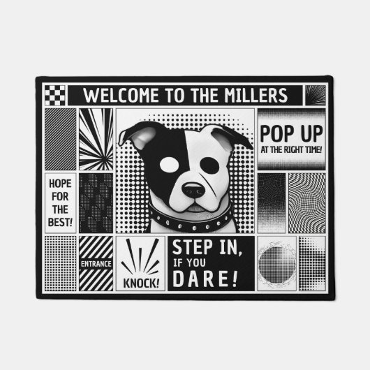 Tijdloos aanpasbaar bento grid pop art design bw deurmat (Voorkant)