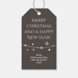 Tijdloos - aardebruin - sneeuwvlok cadeau Labels Cadeaulabel