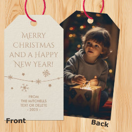 Tijdloos - Antiek Wit Kerst Foto Gift Labels Cadeaulabel