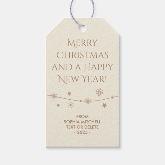 Tijdloos - Antiek Wit - Snowflake Gift Labels Cadeaulabel (Voorkant)