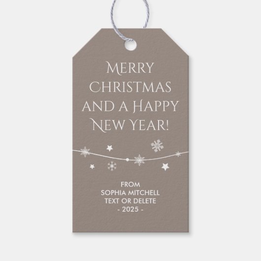 Tijdloos - Beige Grey - Snowflake cadeau Labels Cadeaulabel (Voorkant)