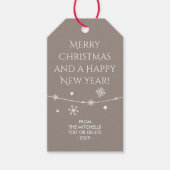 Tijdloos - Beige Grijs Kerst Foto Gift Labels Cadeaulabel (Voorkant)