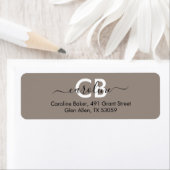 Tijdloos - beige grijs monogram adreslabel etiket (Insitu)