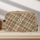 Tijdloos beige patroon monogram plaid toilettasje