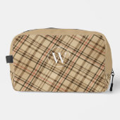 Tijdloos beige patroon monogram plaid toilettasje (Voorkant)
