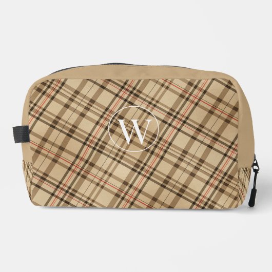 Tijdloos beige patroon monogram plaid toilettasje (Voorkant)