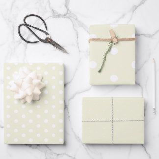 Tijdloos Beige White Polka Dot Gift Wrapping Paper