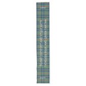 Tijdloos blauw en groen Tartan Monogram | Lange Tafelloper (Voorkant)