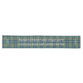 Tijdloos blauw en groen Tartan Monogram | Lange Tafelloper (Horizontaal)