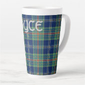 Tijdloos blauw en groen Tartan Monogram | Latte Mok (Rechterhoek)