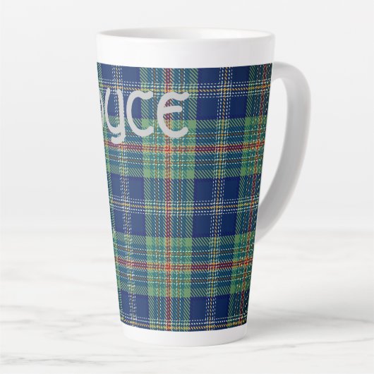 Tijdloos blauw en groen Tartan Monogram | Latte Mok (Rechterhoek)