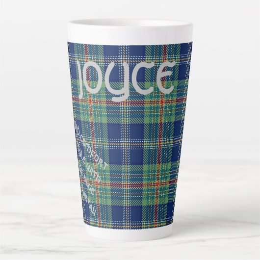Tijdloos blauw en groen Tartan Monogram | Latte Mok (Voorkant)