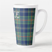 Tijdloos blauw en groen Tartan Monogram | Latte Mok (Rechts)
