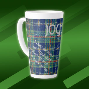 Tijdloos blauw en groen Tartan Monogram   Latte Mok