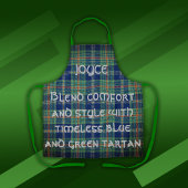 Tijdloos blauw en groen Tartan Monogram | Schort