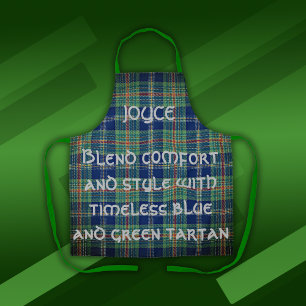 Tijdloos blauw en groen Tartan Monogram Schort