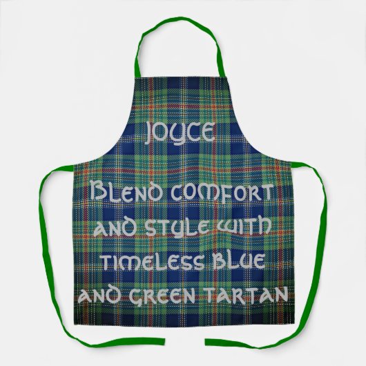 Tijdloos blauw en groen Tartan Monogram | Schort (Voorkant)