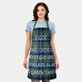 Tijdloos blauw en groen Tartan Monogram | Schort (Gedragen)
